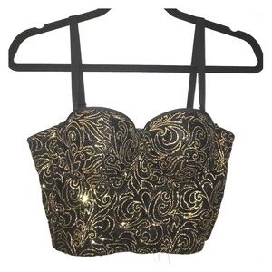 Gold Fierce Sparkling Bustier Top